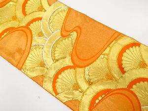 アンティーク　流水に菊青海波模様織り出し袋帯（着用可）